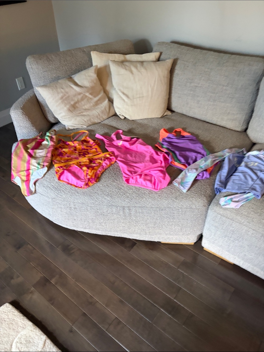 Nike Kids Pink and Purple One-Piece Swimsuits